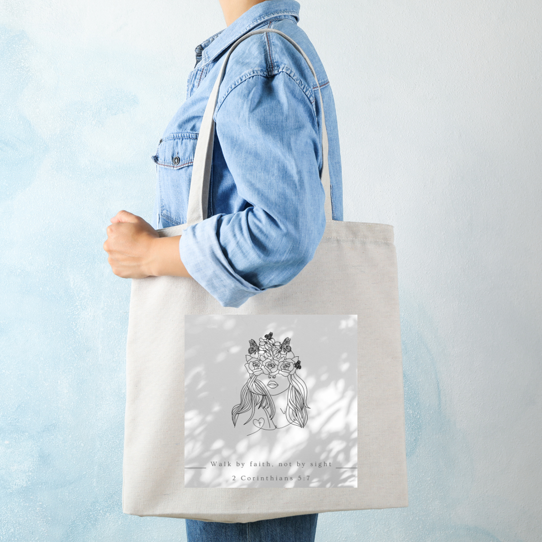 minimalist biblical design women - PDF, SVG, JPG and PNG, Portrait and Square Tote Bag Design Print